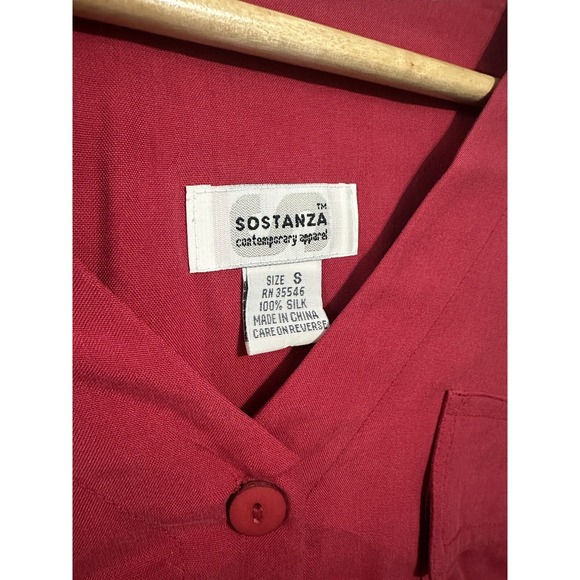 VTG Sostanza Small Lot Of 2 Button Down 100% Silk Purple & Red - Picture 10 of 10